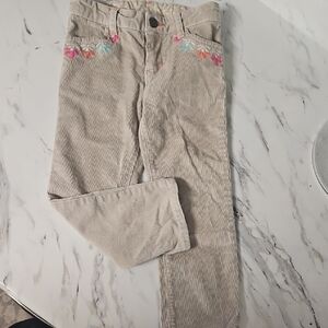 Genuine Kids By OshKosh B'gosh Tan Corduroy Jeans with Floral Embroidery